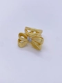 Elegant 18K gold plated bow ring with brushed texture and sparkling clear gemstones - Brushed Bow Knot Design (戒指03)