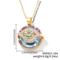 Retro Evil Eye necklace with iridescent crystal pendant and golden chain for women - Iridescent/N00921-164