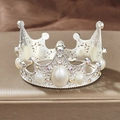 Corona da principessa argento con perle bianche e strass per compleanni di bambine - Bambini Retro Ovale Perla Corona Argento