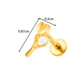 G23 titanium golden leaf labret stud with marquise zircon, 0.87cm size detail - Single Leaf Design - Gold (T2543-9# Gold)