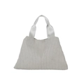 Bolso tote minimalista de pana gris claro con rayas verticales y asas suaves - Gris