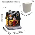 Maison de village de Noël miniature en résine avec lumières LED et dimensions - Maison Lumineuse à Toit Noir Style C / Coloré