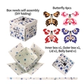 DIY vlinder explosie geschenkdoos met blauw bloemenpatroon Happy Every Day - Blauwe Serie (Inclusief 4 Willekeurige Vlinders)