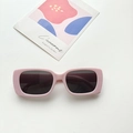 Kids vintage rectangular light pink sunglasses with dark grey UV protective lenses - Pink