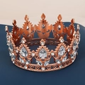 Luxurious rose gold baroque tiara with sparkling rhinestones and heart-shaped detailing - Rose Gold + White Drop