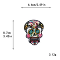 Colorful floral skull embroidered patch for DIY clothing decoration, 8.7cm x 6.6cm size - 10658-Multicolor Floral Skull