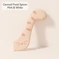 Cuillère en silicone rose et blanche en forme de patte de chat pour boîtes d'aliments - Spécifications Comme Indiqué Sur La Figure | Cuillère Rayée Rose