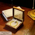 Solid walnut wood jewelry box with cream velvet lining and glass lid 11x11x5cm size - Black Walnut Begonia Off-white Bracelet Box Type A