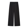 Pantaloni da completo neri a gamba larga da donna con vita alta e bottone singolo piatto - S / Pantaloni Neri
