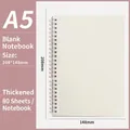A5 spiral notebook with 80 plain white pages and 208x148mm thick paper size - A5 Spiral - Blank Pages (80 Sheets)