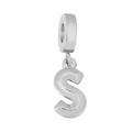 Polished silver stainless steel letter S pendant charm for DIY necklaces or bracelets - Letter S