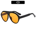 Fashion oversized aviator sunglasses with glossy black frames and bright orange lenses - Black Frame Orange Lens