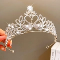 Elegant silver crown headband with crystal swan heart design for girls' birthday gift - Silver Swan Pair