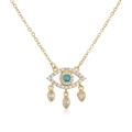 Dettaglio macro della collana in rame placcato oro 18K con ciondolo a occhio e zirconi - Stile Malocchio a Tre Lacrime (22036)