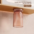 Magnetischer Mundspülbecher in Rosé-Pink mit strukturierter, transparenter Optik - Rouge Rosa (Saugnapf)
