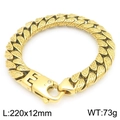 Pulsera retro de hombre en acero inoxidable dorado con grabados paisley y letra E - 22cm / Dorado (KB210018-KJX)