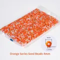 4mm orange seed bead set for DIY jewelry making in clear bulk packaging with dimensions - Orange Tones Mixed 4mm