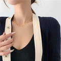 Elegante collana a goccia placcata oro 18K con ciondoli a disco lucido da donna - Collana Circolare - Oro (P016)