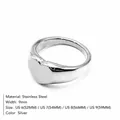 Anillo minimalista de acero inoxidable con forma de corazón plateado para mujer - US 6 / Estilo de Sello de Corazón (TR18940) / Plateado