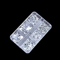 Multi-size round clear crystal nail art rhinestones in a transparent plastic storage box - 6 Grids Silver Rhinestones 1.5-6.0mm