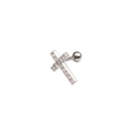 Dettaglio dell'orecchino a croce in argento con zirconi e chiusura a vite a sfera - Stile Croce (1#)