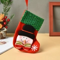 Calza di Natale rossa in tessuto non tessuto con pupazzo di neve e bordo con paillettes - M3-6 Pupazzo di Neve con Paillettes Piccolo (15.5*9.5*12cm)