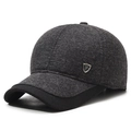 Cappello invernale da uomo in misto lana grigio scuro con paraorecchie e logo in metallo - Regolabile / Grigio