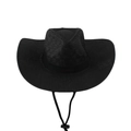 Cappello da cowboy in paglia intrecciata nera con tesa larga e laccio sottogola - Taglia Unica 58cm Circonferenza / Falda Larga Quadrato Nero