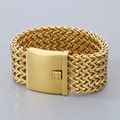 Pulsera trenzada dorada para hombre con cierre cuadrado y diseño de escamas de pez - 19cm / Dorado