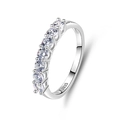 S925 sterling silver eternity band with seven sparkling cubic zirconia stones - US 5 / Platinum Color (Zirconia)