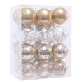 Set of 24 assorted gold and clear Christmas ornaments in a plastic display box - 6cm / Set of 24 / Champagne Gold