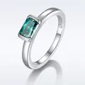 Radiant-cut 5x7mm teal moissanite solitaire ring in s925 silver finish - US 9 / White Gold-Blue Green Stone