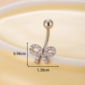 Silver bow belly button ring with micro-paved zircons and 1.38cm x 0.98cm dimensions - 5#-Silver Full Zirconia Bowknot (HSPJ0143)
