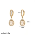 Detailed dimensions of gold drop earrings with sparkling cubic zirconia teardrop stones - Water Drop Pendant Earrings (TE60356-DP)