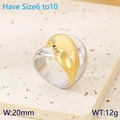 Anillo cruzado de oro de 18K y plata pulida con ancho de 20mm y peso de 12g para mujer - US 6 / Oro y Plata