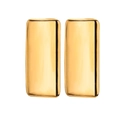 Detailed view of 18K gold plated rectangular hoop earrings with polished finish - Smooth Rectangular Drop (G10165425) / Gold