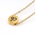 Golden stainless steel necklace featuring a round Leo zodiac sign pendant on a fine chain - Leo