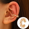Chic gold-plated star ear cuff with sparkling zircon stone for non-pierced ears - KC Gold - Pentagram Shape (F116)