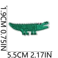 Detailed size view of green crocodile embroidery patch with clear texture and dimensions - No.5 Green Crocodile