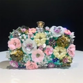 Exquisite 3D floral beaded evening clutch with sequins and gold shell clasp for weddings - Green