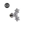 Silver G23 titanium labret stud with three sparkling zircon stars on white background - Style 3-Silver Color