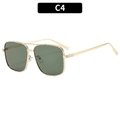 Gafas de sol aviador de metal dorado con doble puente y lentes cuadradas verde oscuro C4 - Montura Dorada Lentes Verde Oscuro