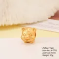 Golden sand gold zodiac tiger charm with 4mm aperture for DIY bracelets - H-7701 (Tiger)