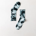 Ink green tie-dye crew socks featuring a modern streetwear splattered pattern design - Dark Green