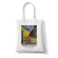 Van Gogh Café Terrace at Night printed white canvas tote bag for women - Cafe Terrace Style B (STD1868-P)