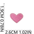 Detail showing pink heart embroidery patch dimensions 2.6cm x 1.9cm with fine needlework - Pink Small Heart Style