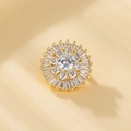 Macro view of gold-plated sunflower brooch featuring zircon clusters and sparkling inlay - XZ5 Sunflower Radiance