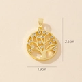 Dettaglio del ciondolo Albero della Vita con dimensioni 2,5 cm altezza e 1,9 cm larghezza - 0370-11 Ciondolo Albero della Vita Rotondo Dorato
