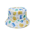 Detail of white cotton bucket hat featuring colorful cartoon letter prints and stitched brim - M (56-58cm) / White Cartoon Letter Print(A)