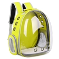Bright yellow pet capsule backpack with transparent window and metal ventilation holes - Side-open Yellow Panoramic